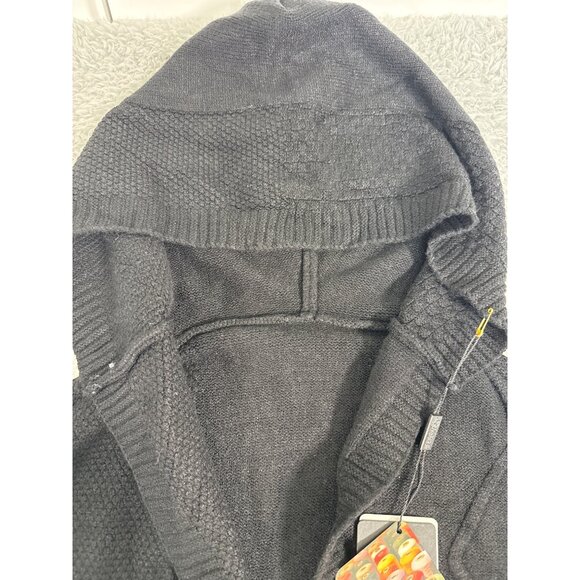 Cashmere Womens Long Black Cardigan Sweater Hoodie W/Cable Knit Pattern Soft - Picture 13 of 16